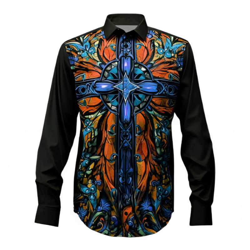 Colorful Cross Artistic Block Shirt