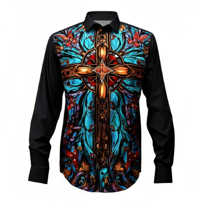 Colorful Cross Artistic Block Shirt