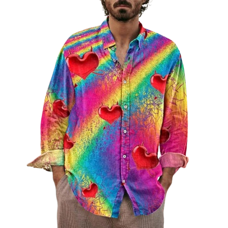 Cordate And Rainbow Printed Shirt