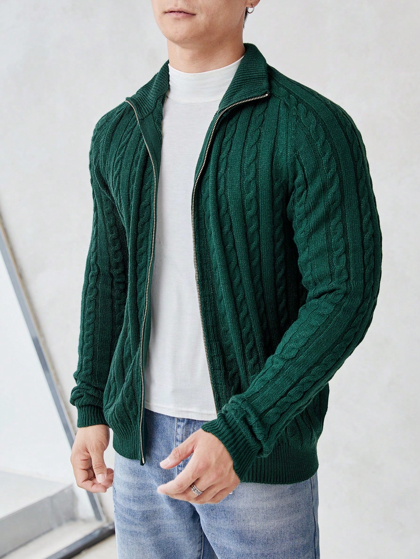 Cozy Raglan Sleeve Cable Knit Cardigan