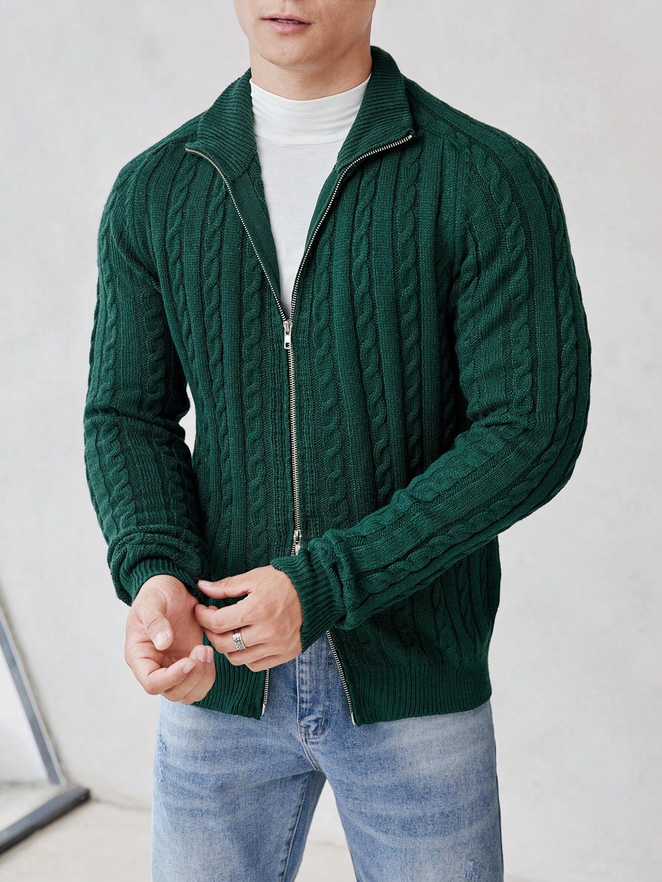 Cozy Raglan Sleeve Cable Knit Cardigan