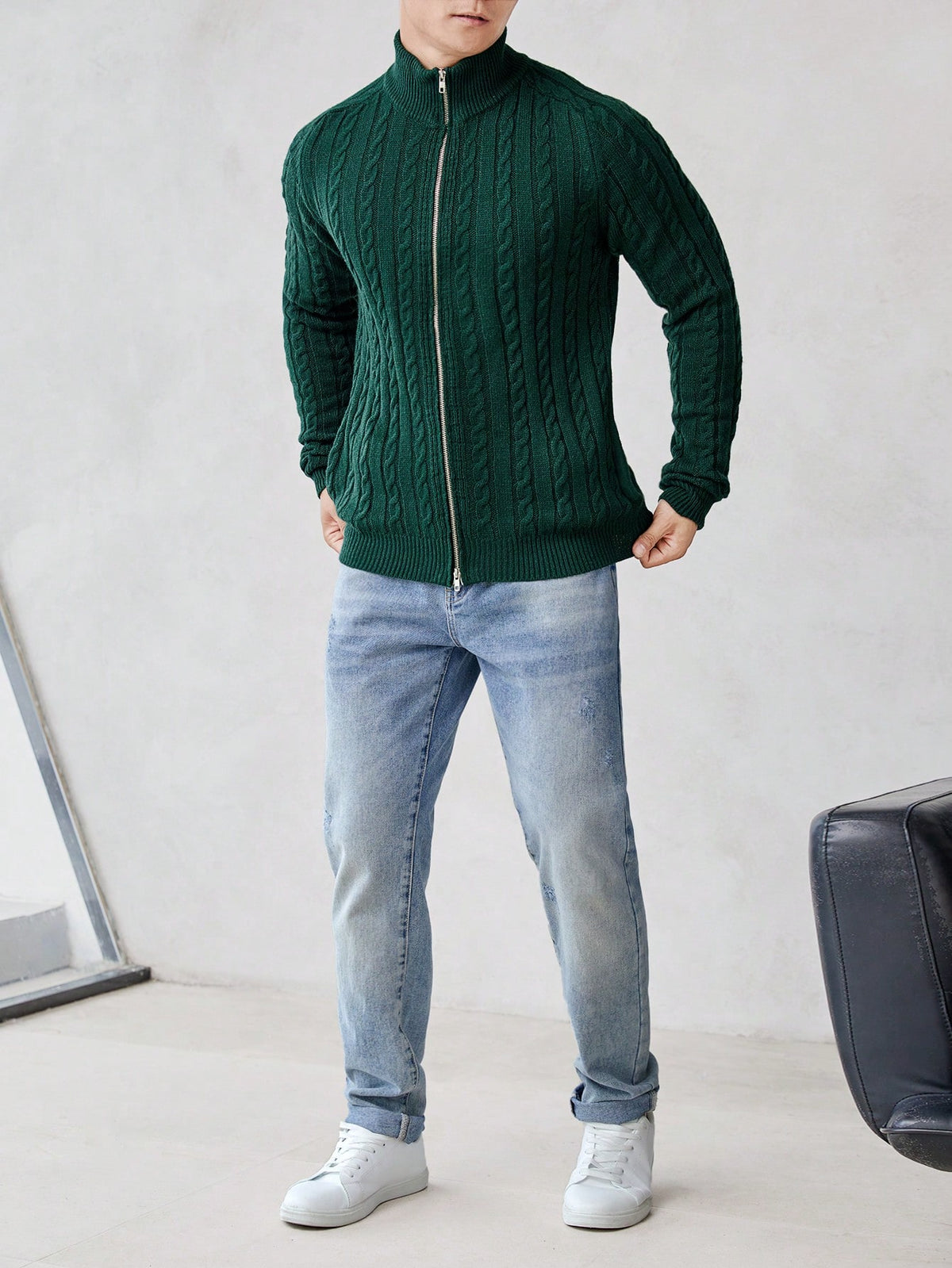 Cozy Raglan Sleeve Cable Knit Cardigan