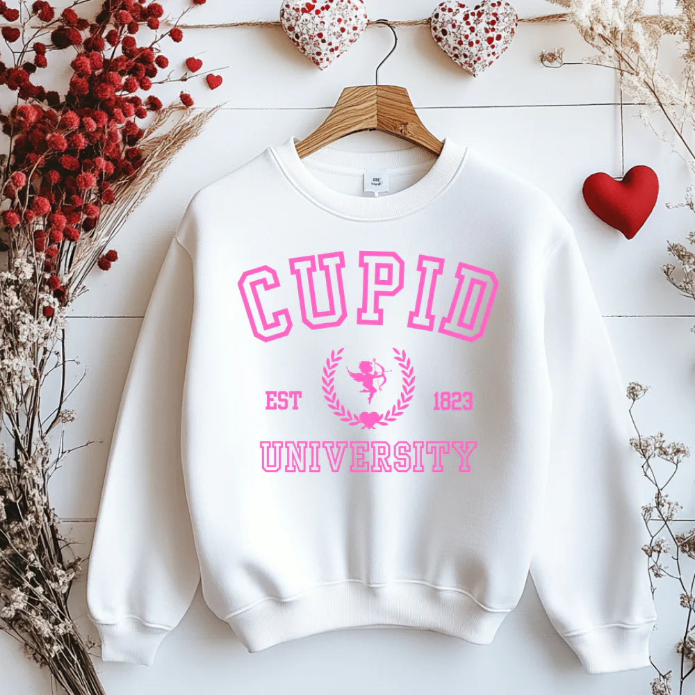 Cupid University Printed Sweatshirt And T Shirt