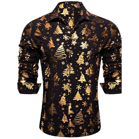 Dazzling Christmas Tree Print Partywear Shirt