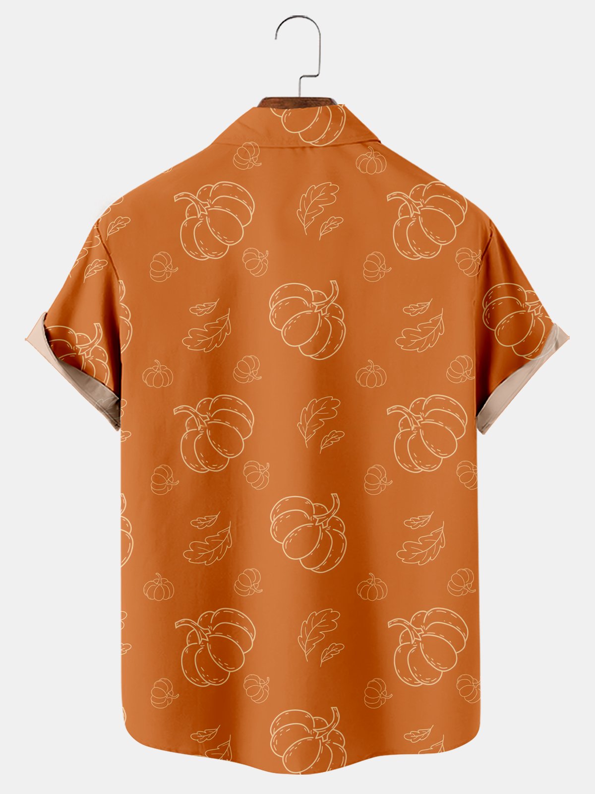 Dinosaur Turkey Pumpkin Print Short Sleeve Shirt