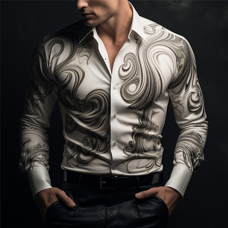 Elegant Illusion Swirl Patterned Shirt