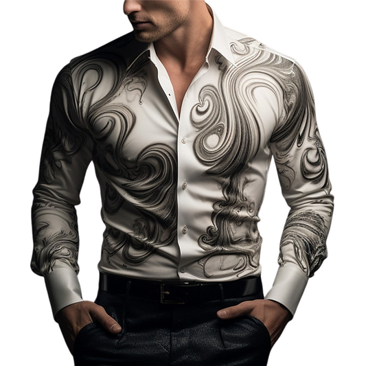 Elegant Illusion Swirl Patterned Shirt