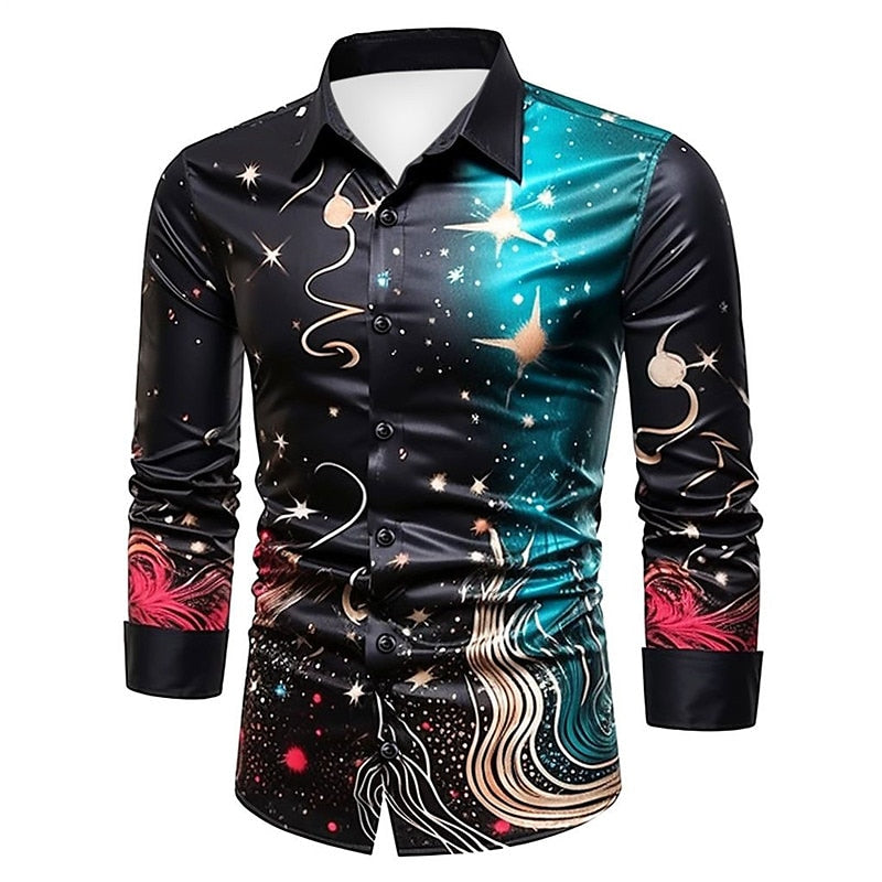 Elegant Print Party Long Sleeve Shirt