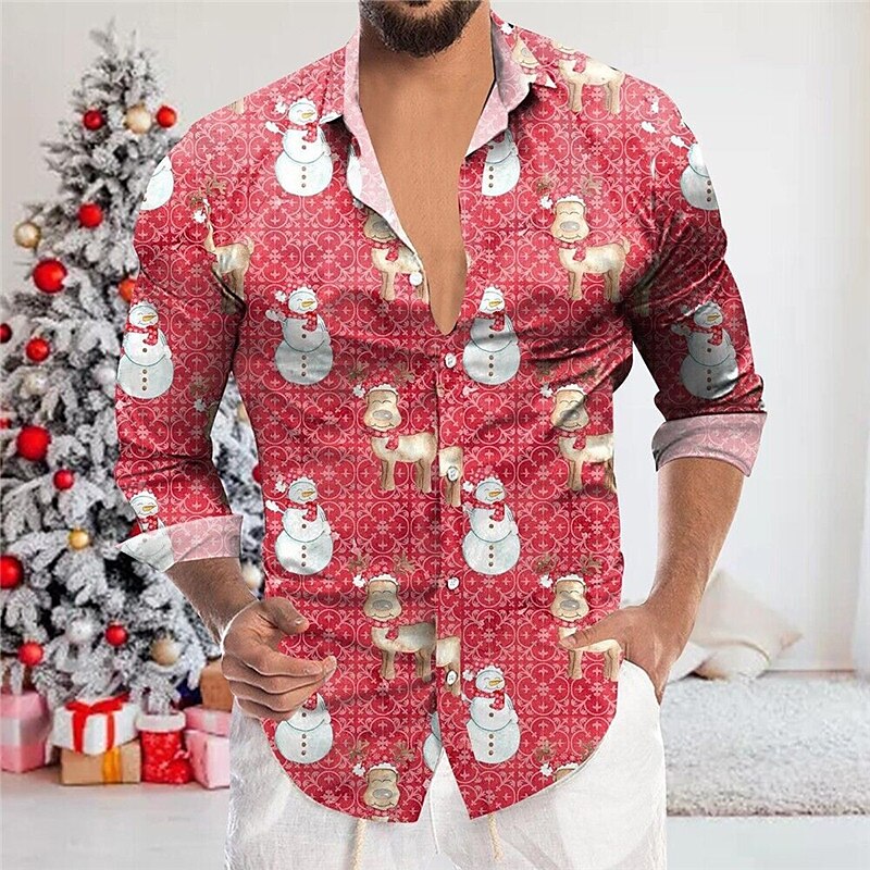 Elk Christmas Tree Print Shirt