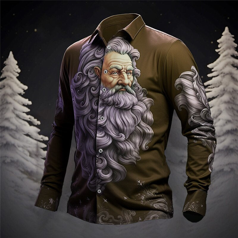 Enchanted Forest Christmas Santa Portrait Shirt