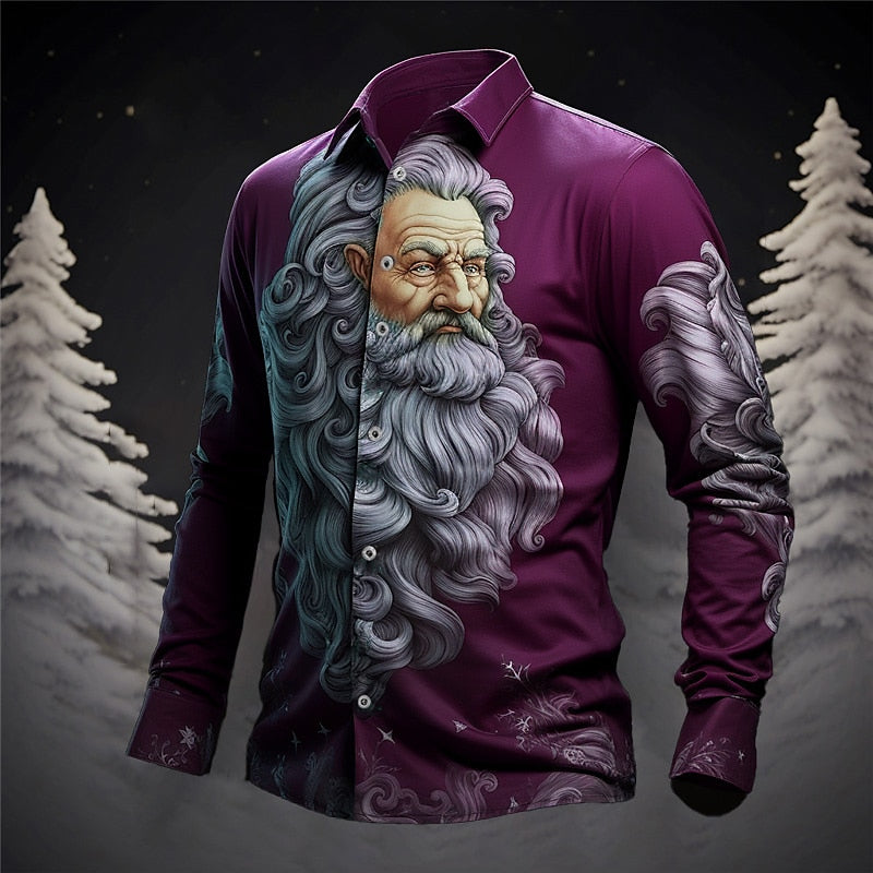 Enchanted Forest Christmas Santa Portrait Shirt