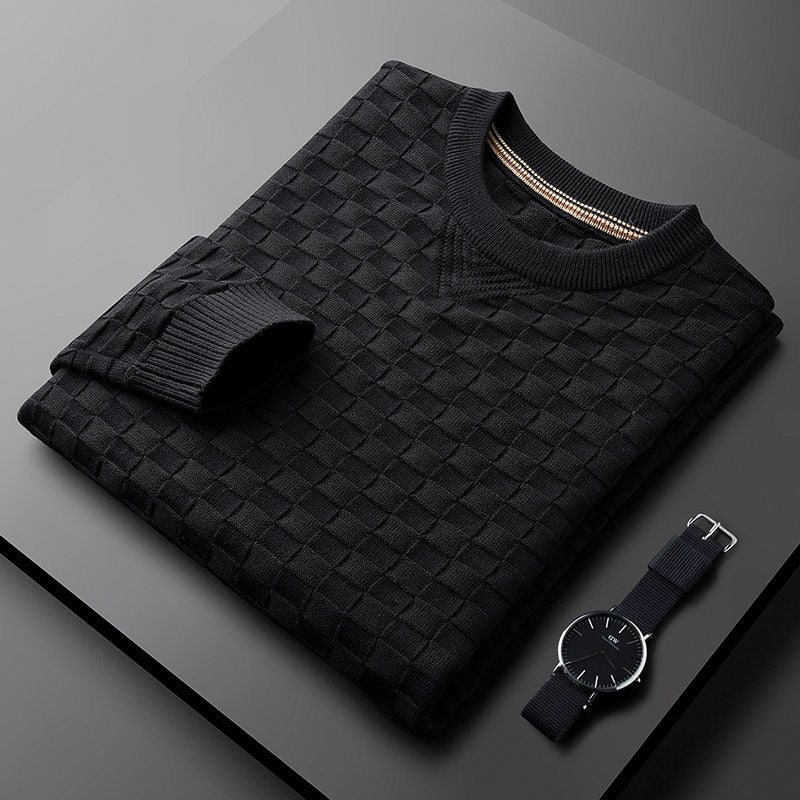 Fashionable Checkered Detail Sweatshirt