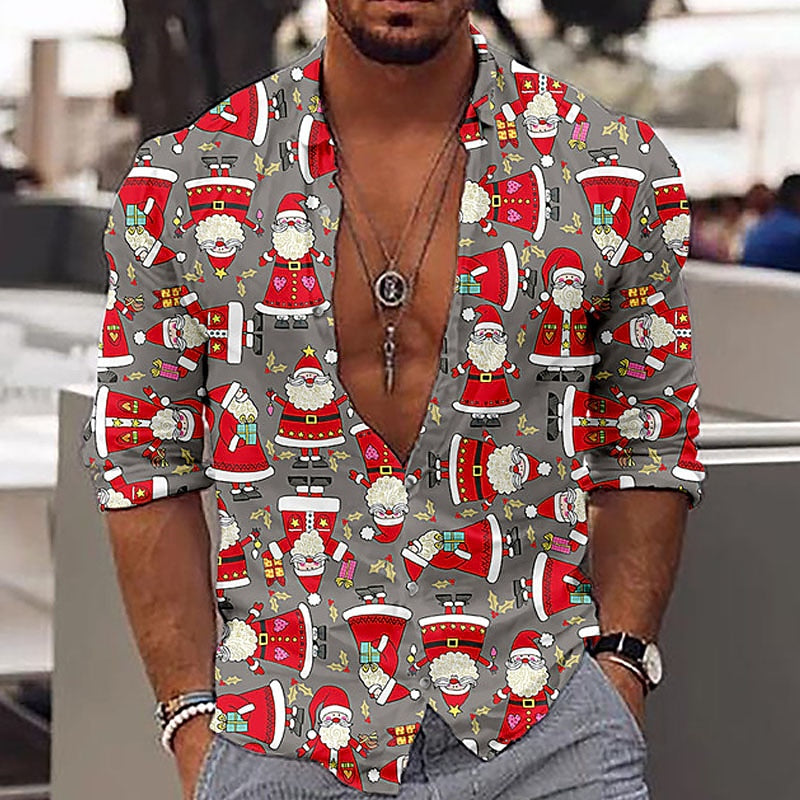 Festive Christmas Santa Pattern Shirt