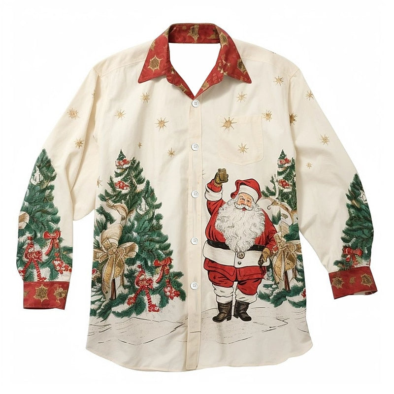 Festive Holiday Themed Button Down Shirt