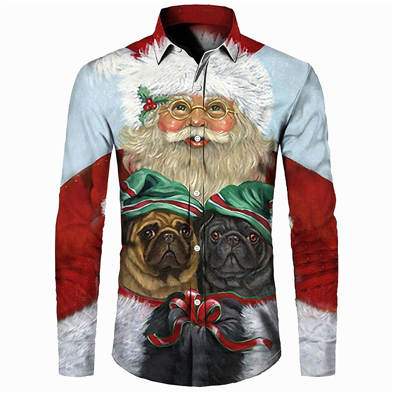 Festive Holiday Shirt With Santa Portrait