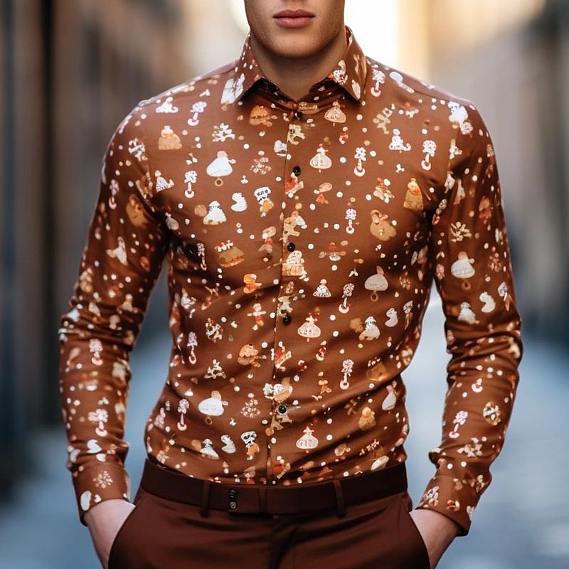 Festive Holiday Themed Print Shirt