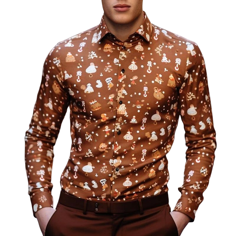 Festive Holiday Themed Print Shirt