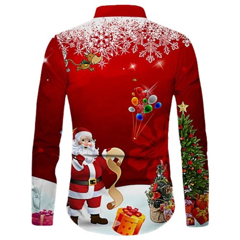 Festive Santa Claus Print Partywear Shirt