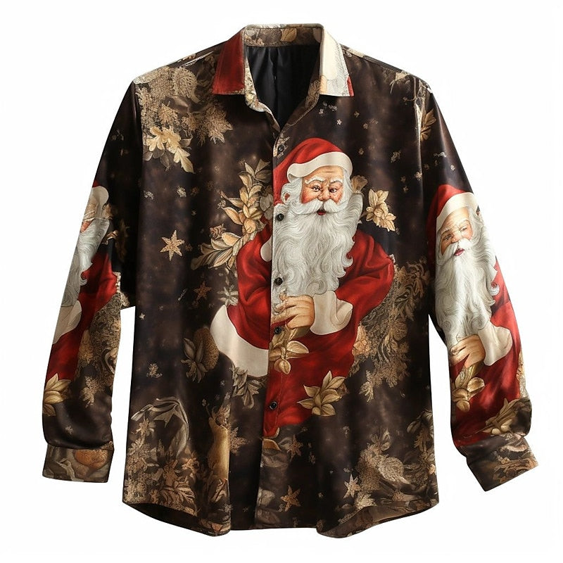 Festive Santa Graphic Print Classic Shirt