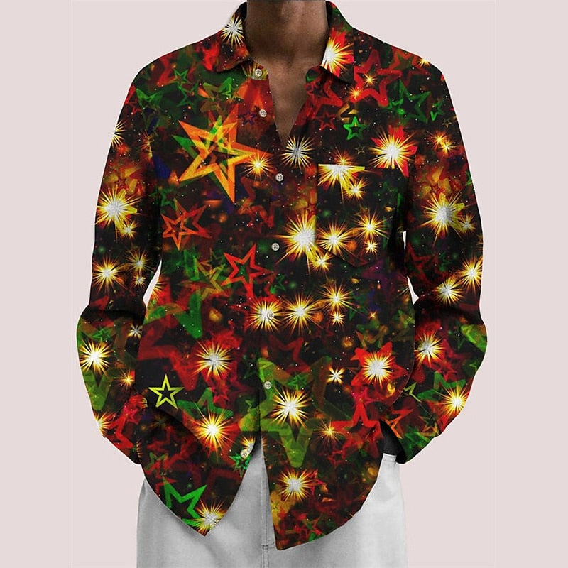 Festive Starlight Print Long Sleeve Shirt