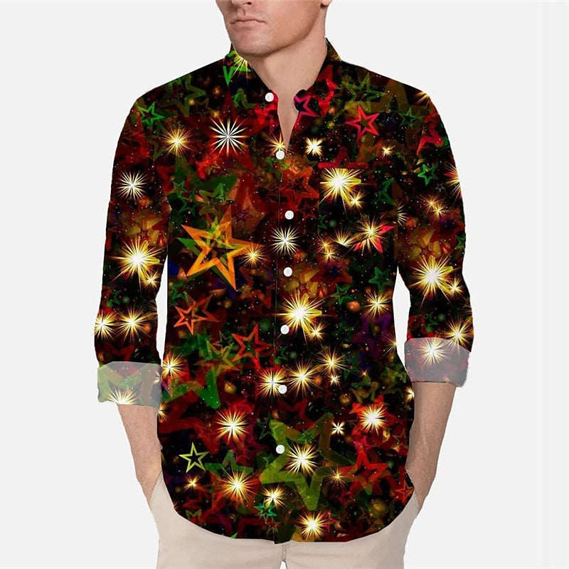 Festive Starlight Print Long Sleeve Shirt