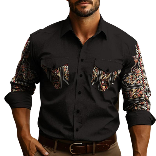 Floral Geometry Vintage Casual Shirt