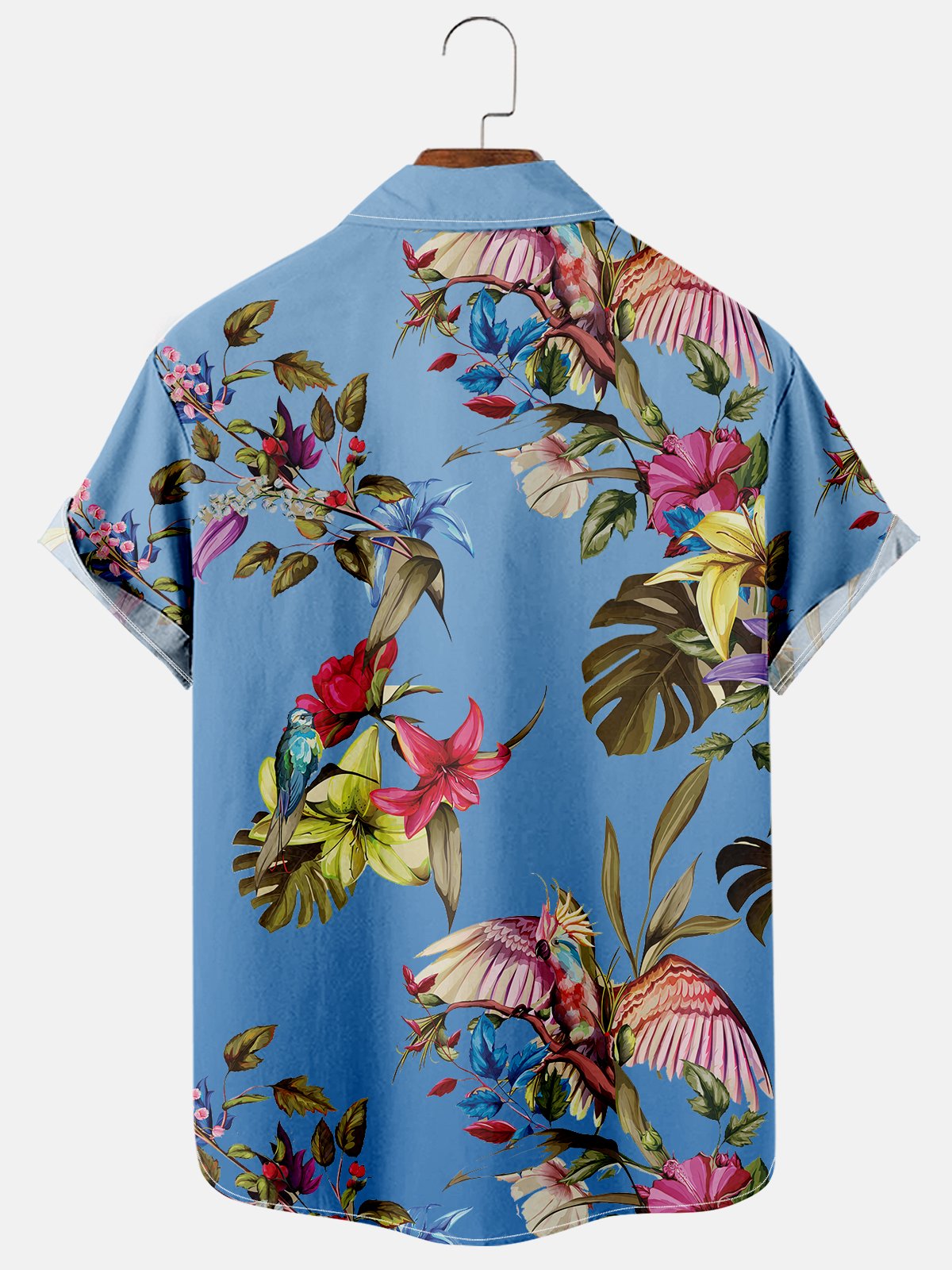Floral Parrot Print Everyday Casual Comfort Shirt