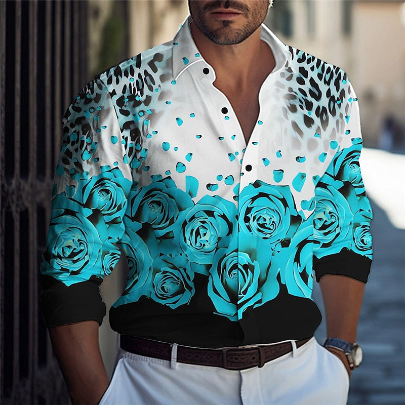 Floral Patterned Long Sleeve Party Shirt