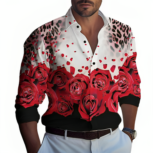 Floral Patterned Long Sleeve Party Shirt