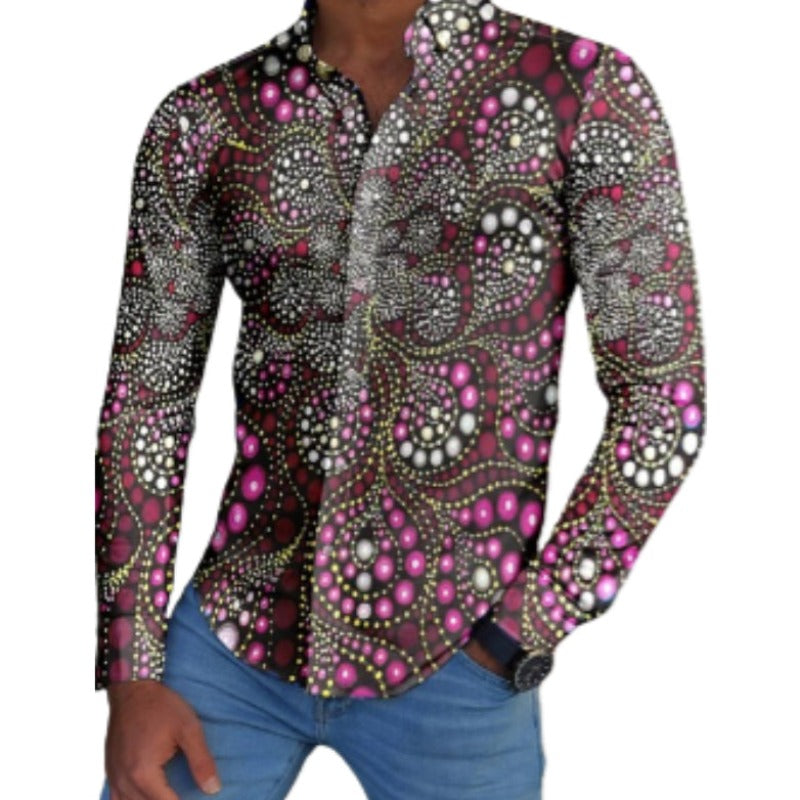 Floral Print Long Sleeve Party Shirt