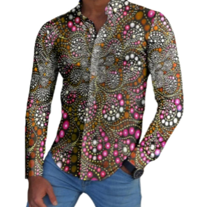 Floral Print Long Sleeve Party Shirt