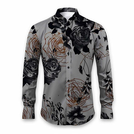 Floral Print Stretch Partywear Shirt