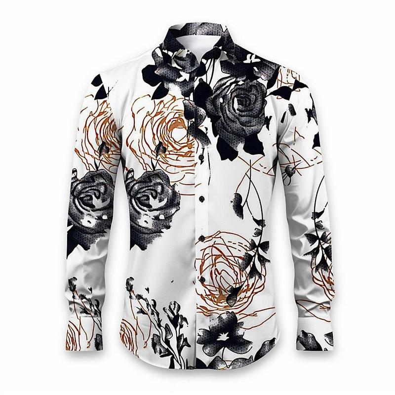 Floral Print Stretch Partywear Shirt