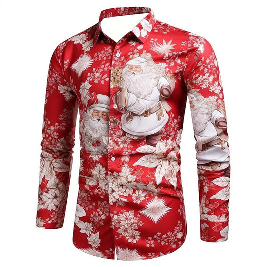 Floral Santa Christmas Holiday Shirt