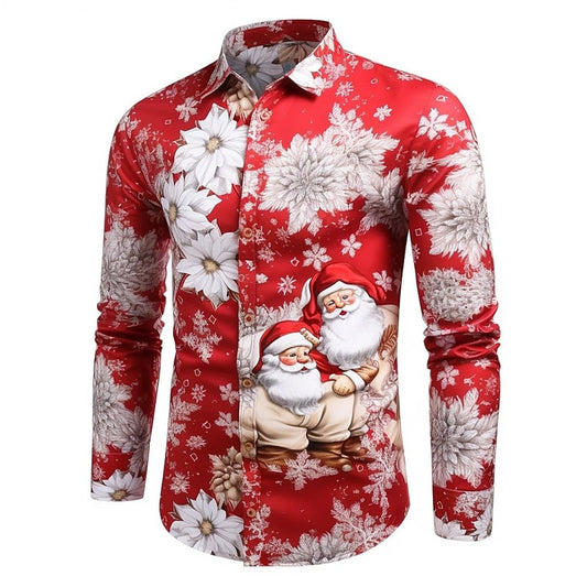 Floral Santa Festive Christmas Shirt