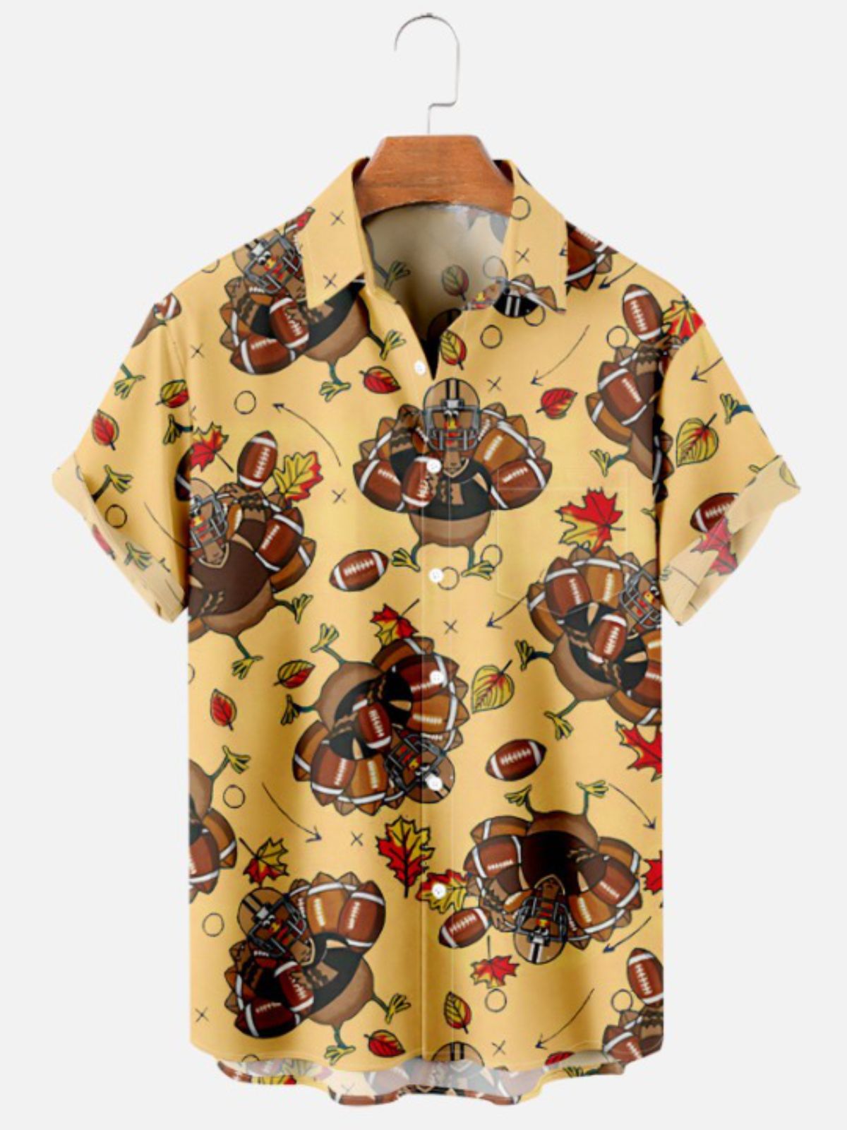 Football Print Pocket Short Sleeve Shirt