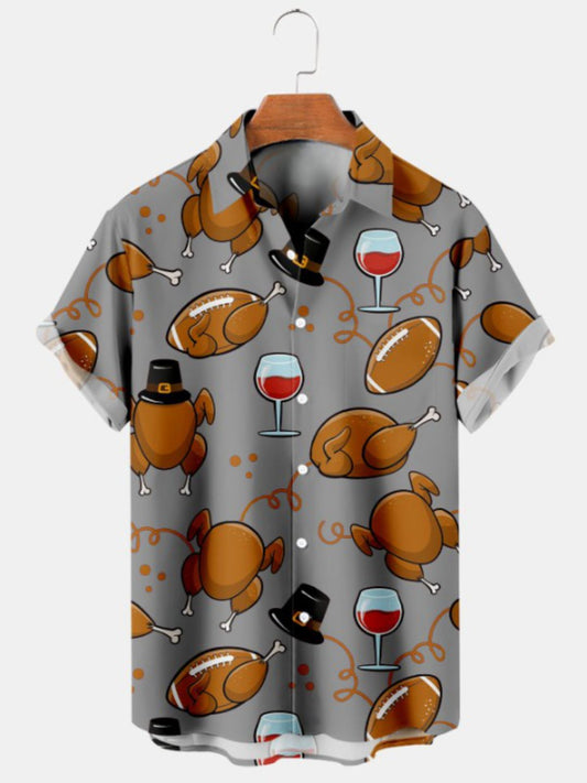 Football Top Hat Printed Short Sleeve Shirt