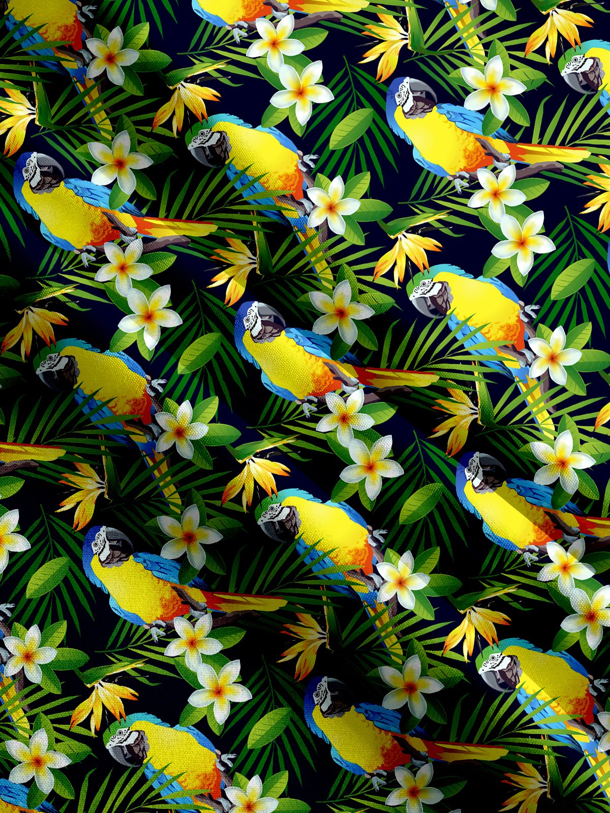 Frangipani And Parrot Print Short Sleeve Shirt