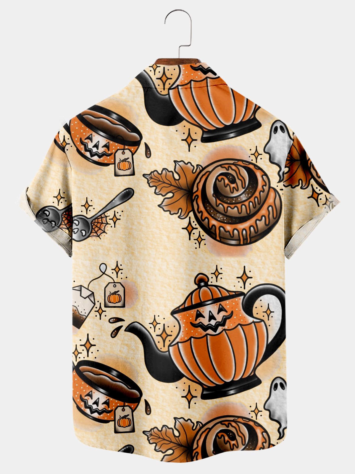 Coffee Tea Print Pocket Short Sleeve Shirt