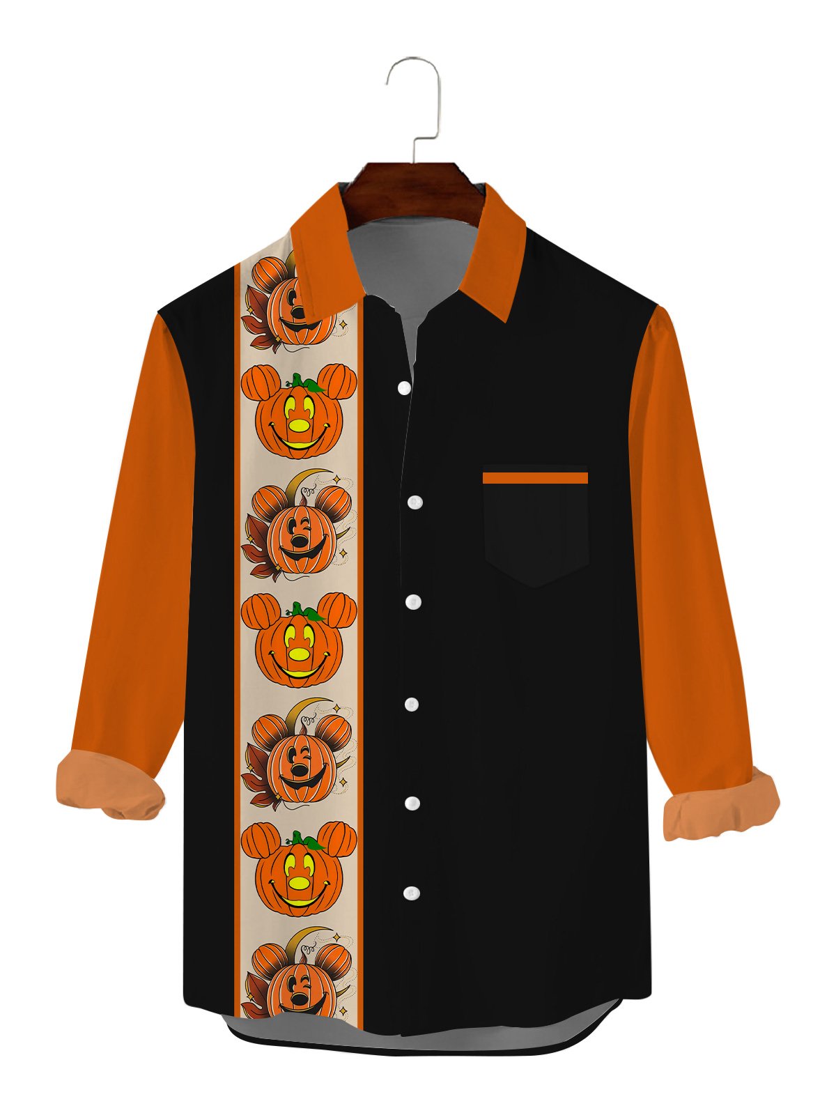 Fun Halloween Pumpkin Print Long Sleeve Shirt