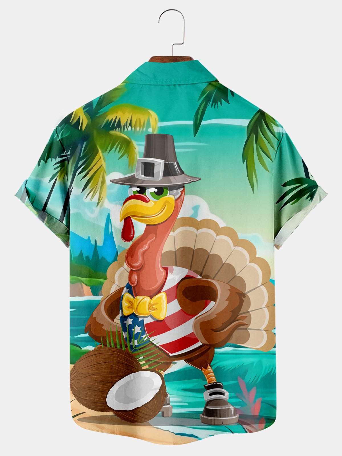 Hawaiian Turkey Print Casual Short Sleeve Shirt