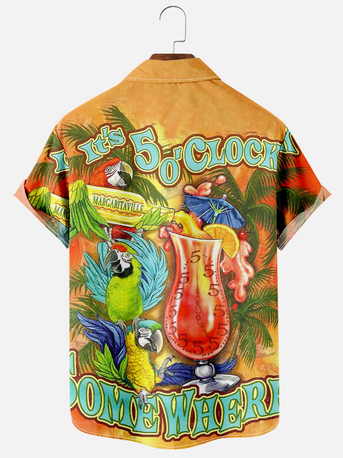 Fun Parrot Print Hawaiian Casual Shirt