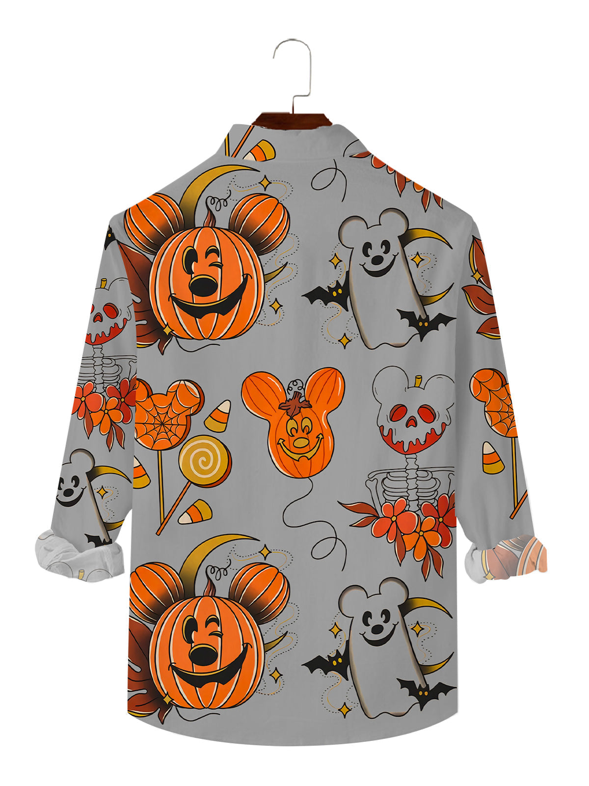 Pumpkin Mouse Print Casual Long Sleeve Shirt