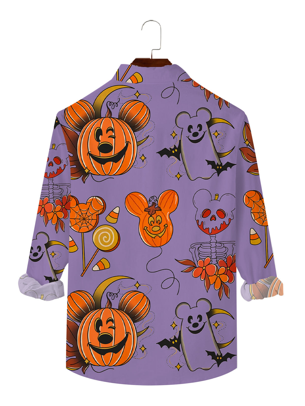 Pumpkin Mouse Print Casual Long Sleeve Shirt