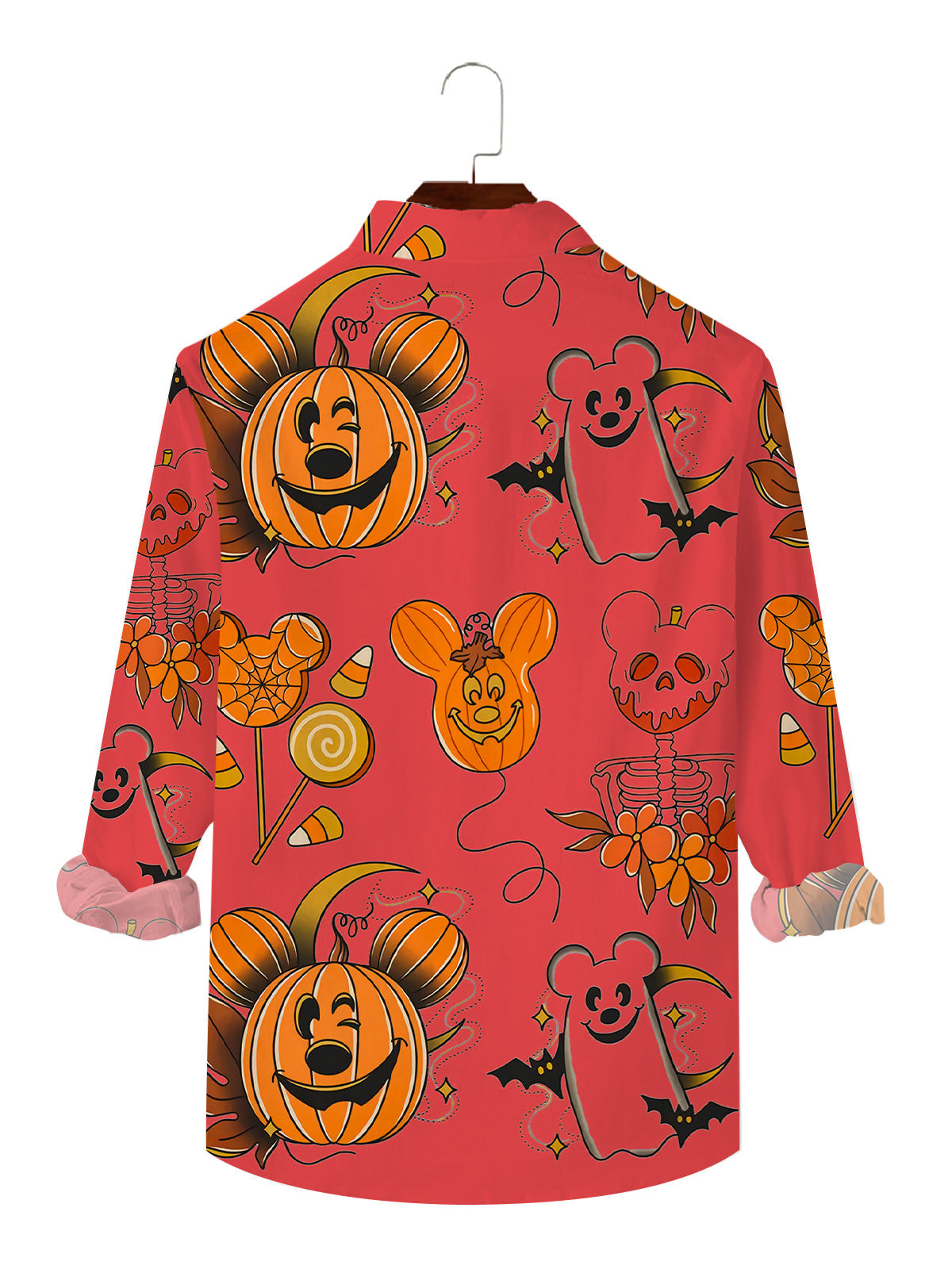 Pumpkin Mouse Print Casual Long Sleeve Shirt