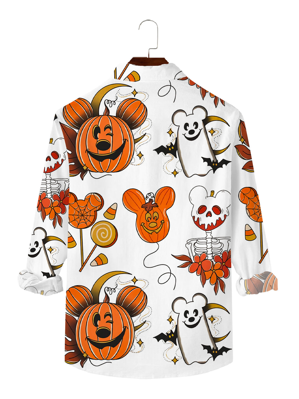 Pumpkin Mouse Print Casual Long Sleeve Shirt