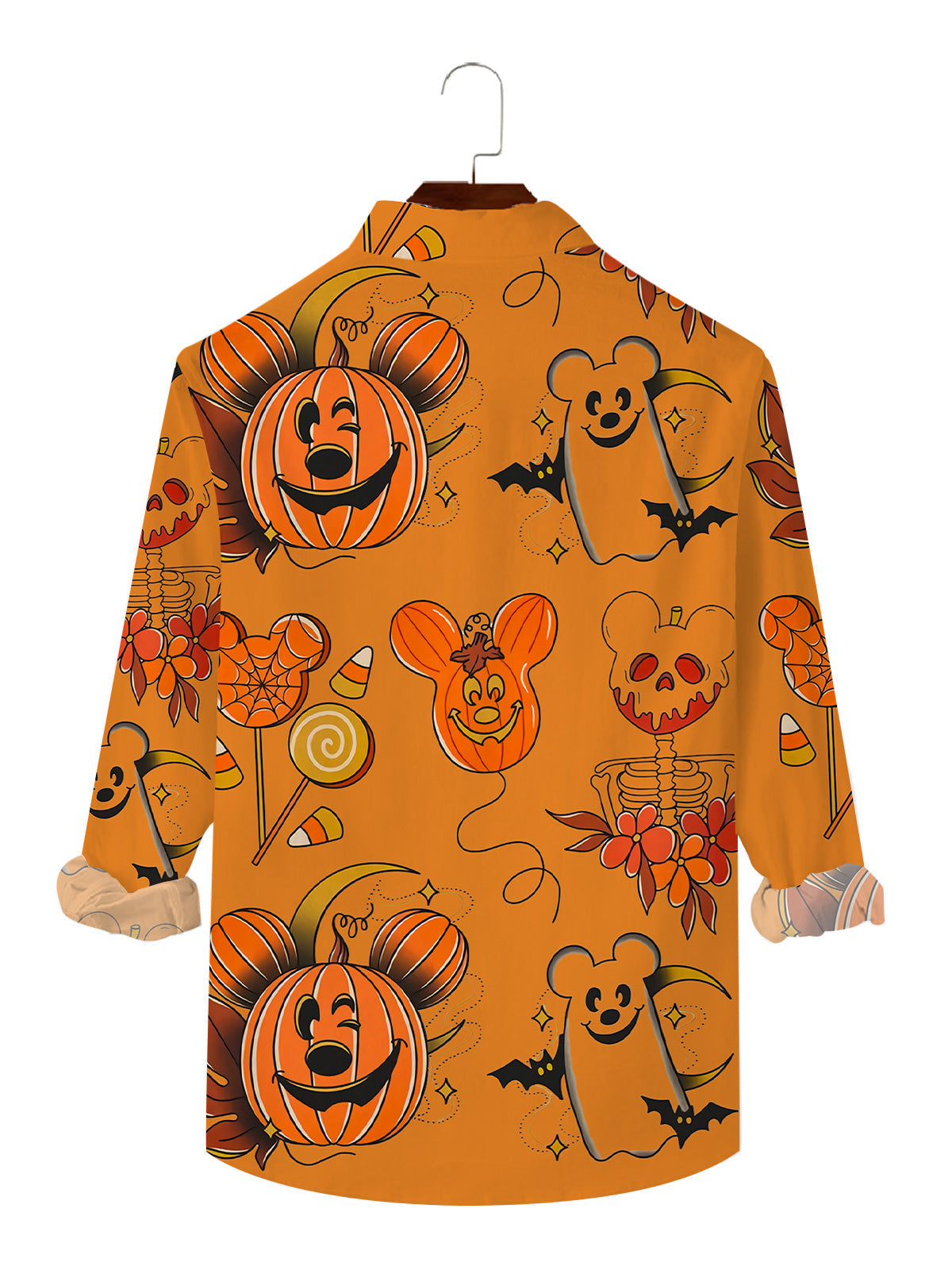 Pumpkin Mouse Print Casual Long Sleeve Shirt