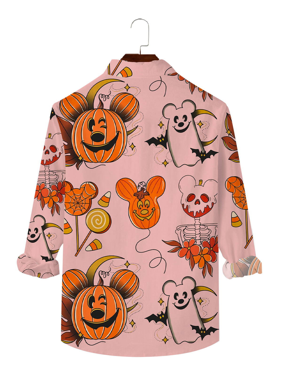 Pumpkin Mouse Print Casual Long Sleeve Shirt