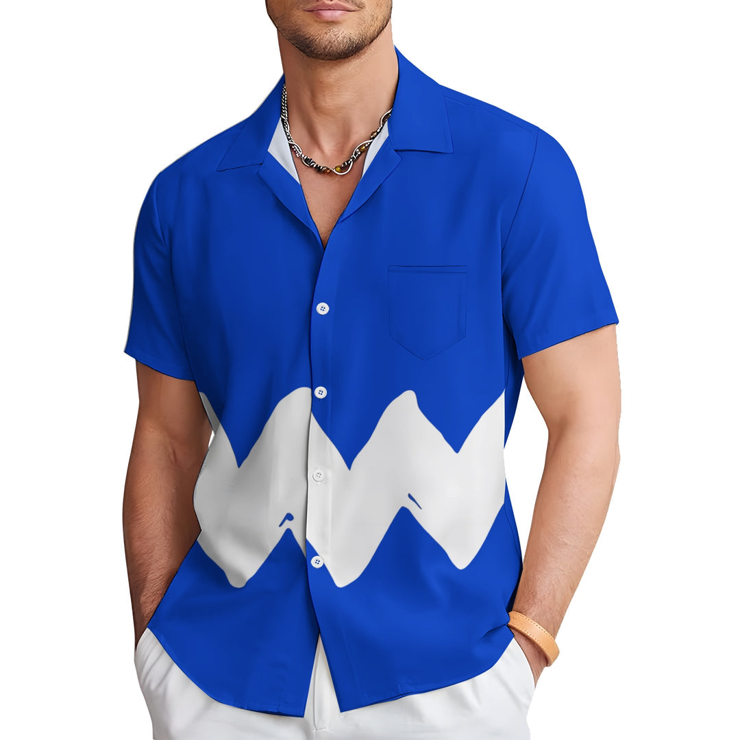 Geometric Colorblock Short Sleeve Shirt