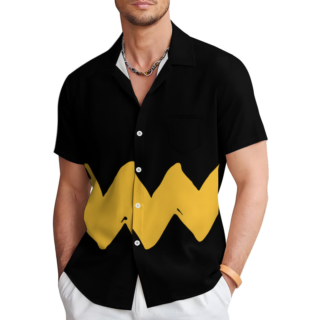 Geometric Colorblock Short Sleeve Shirt